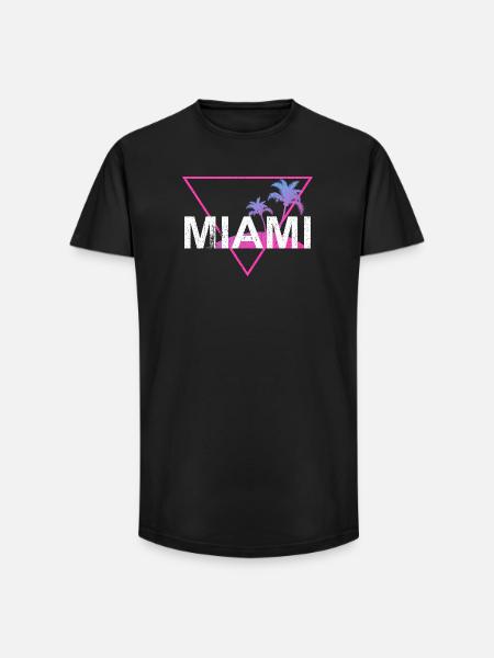 Miami Neon Palm Trees Retro - Long Fit Men's T-Shirt - black