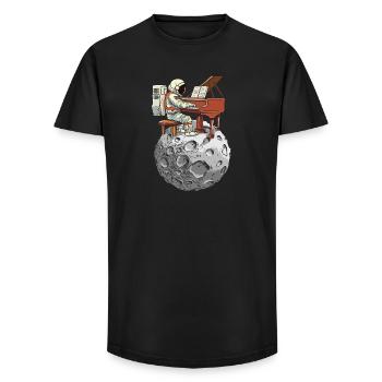 Mondklavier mit Raumanzug - Long Fit Männer T-Shirt - Schwarz - Vorne - AI Model Male 185 light (185cm)