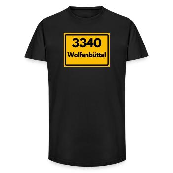 ALTE POSTLEITZAHL PLZ RETRO 3340 WOLFENBÜTTEL  - Long Fit Männer T-Shirt - Schwarz - Vorne - AI Model Male 185 light (185cm)
