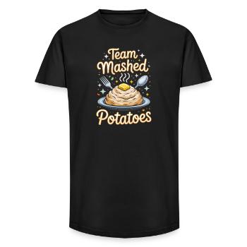 Conception de purée de pommes de terre en équipe - T-shirt coupe longue homme - noir - Devant - AI Model Male 185 light (185cm)