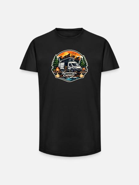 Kastenwagen Camper Abenteuer - Long Fit Männer T-Shirt - Schwarz