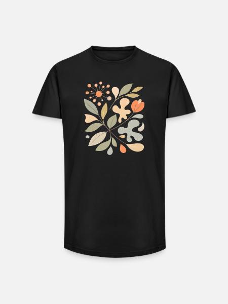 Abstract Floral Pattern Illustration - Long Fit Men's T-Shirt - black