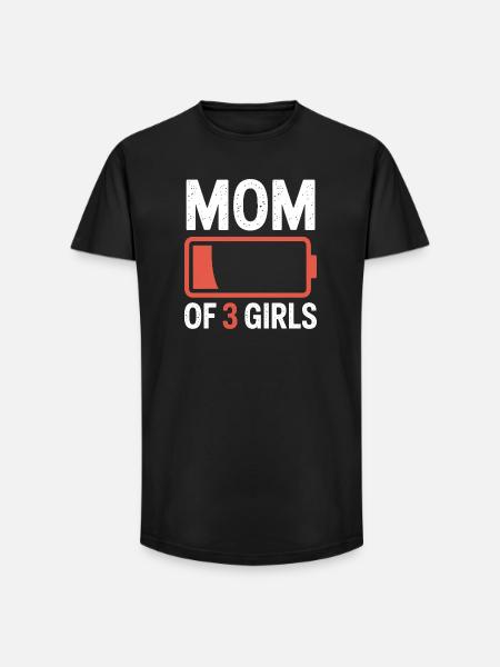 Mutter von 3 Mädchen Batterie-Ikon-Tee - Long Fit Männer T-Shirt - Schwarz