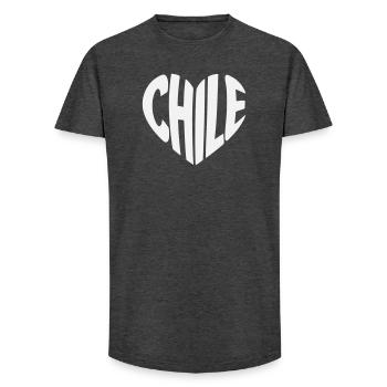 Chile Herz Typografie Design - Long Fit Männer T-Shirt - Anthrazit - Vorne - AI Model Male 185 light (185cm)