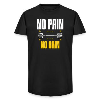 No Pain No Gain – Gym Motivation - Long Fit Men's T-Shirt - black - Front - AI Model Male 185 light (185cm)
