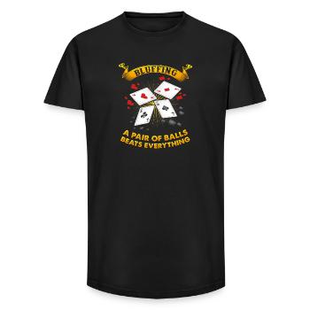 Dicton drôle de poker - T-shirt coupe longue homme - noir - Devant - AI Model Male 185 light (185cm)