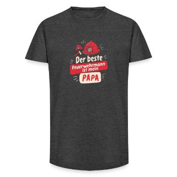 Fire Brigade Dad - The Best Firefighter - Long Fit Men's T-Shirt - charcoal grey - Front - AI Model Male 185 light (185cm)