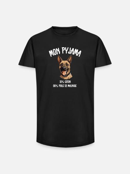 Funny Malinois Dog Pajamas - Long Fit Men's T-Shirt - black