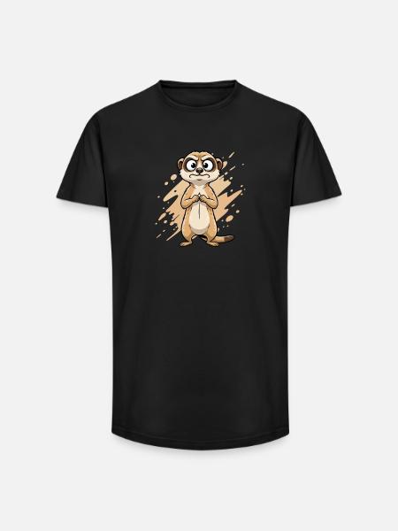Caricature de Suricate Douteuse - T-shirt coupe longue homme - noir