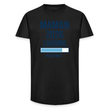 Maman 2026 Loading Annonce Grossesse - T-shirt coupe longue homme - noir - Devant - AI Model Male 185 light (185cm)