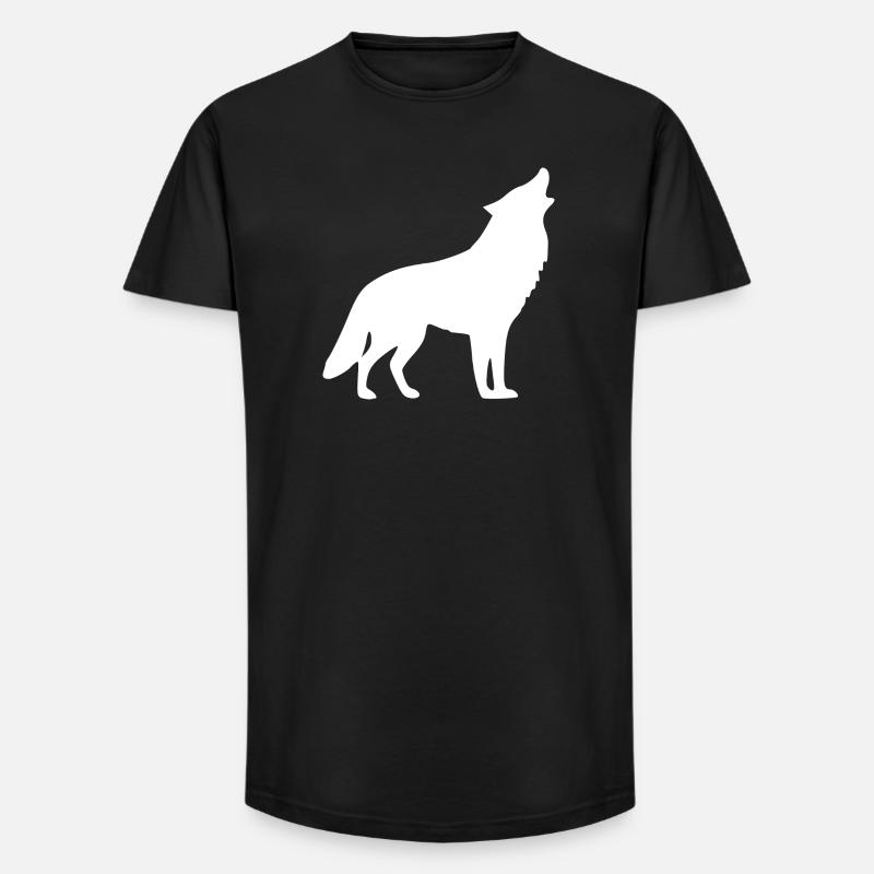 Heulender Wolf weiß  - Long Fit Männer T-Shirt - Schwarz