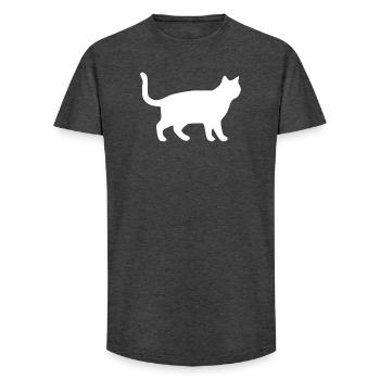 Weiße Katze Katzen Silhouetten Geschenk - Long Fit Männer T-Shirt - Anthrazit - Vorne - AI Model Male 185 light (185cm)
