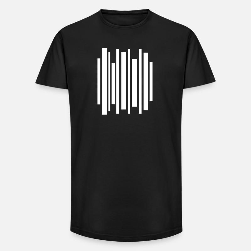 Minimal Stripes Barcode-Mosaik - Long Fit Männer T-Shirt - Schwarz