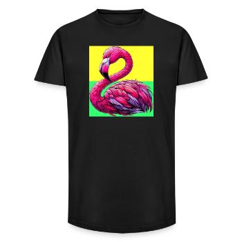 Flamant - T-shirt coupe longue homme - noir - Devant - AI Model Male 185 light (185cm)