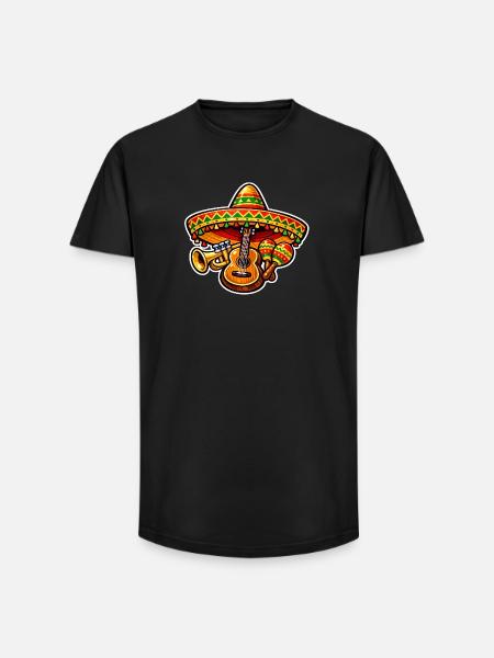 Fiesta Ukulele Sombrero Design - Long Fit Men's T-Shirt - black