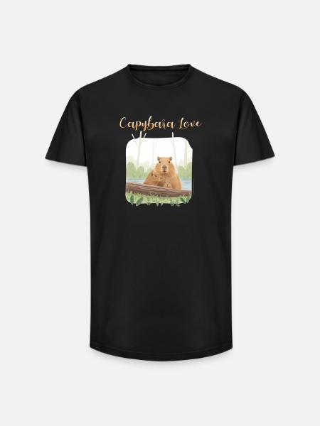 T-Shirt-Design „Capybara Love“ - Long Fit Männer T-Shirt - Schwarz