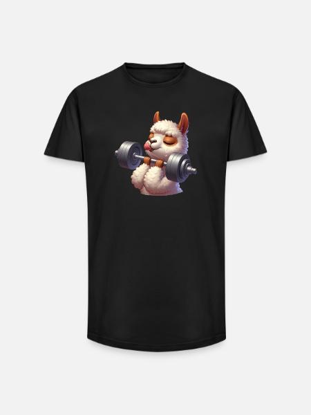Sød Llama Alpaca Håndvægt Træning Fitness - Long fit herre T-shirt - sort