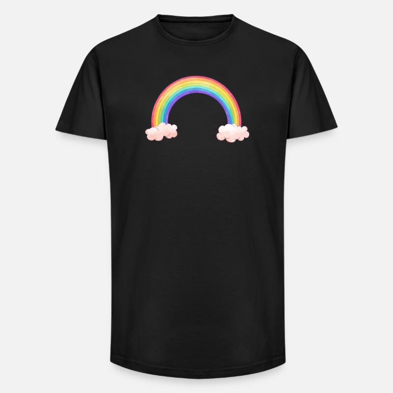 Regenbogenbogen mit Wolken - Long Fit Männer T-Shirt - Schwarz
