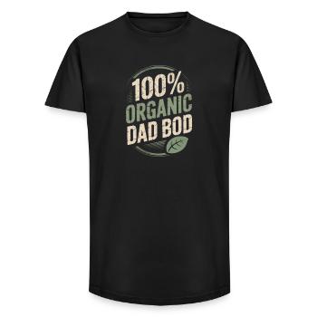 Corps de papa 100 % bio - Cadeau de papa drôle - T-shirt coupe longue homme - noir - Devant - AI Model Male 185 light (185cm)