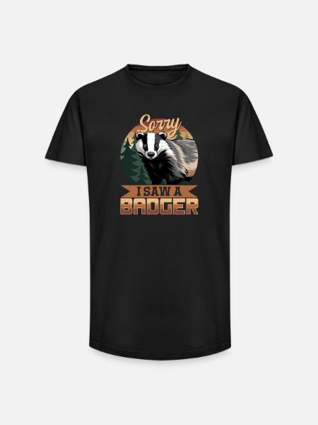 Funny Animal Badger - Long Fit Männer T-Shirt - Schwarz