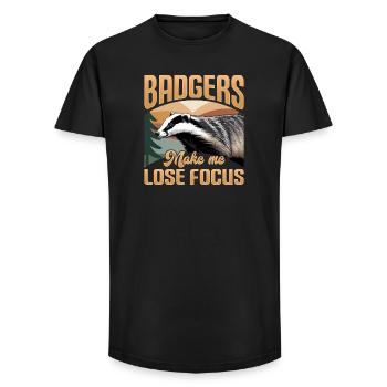 Funny Animal Badger - Long Fit Men's T-Shirt - black - Front - AI Model Male 185 light (185cm)