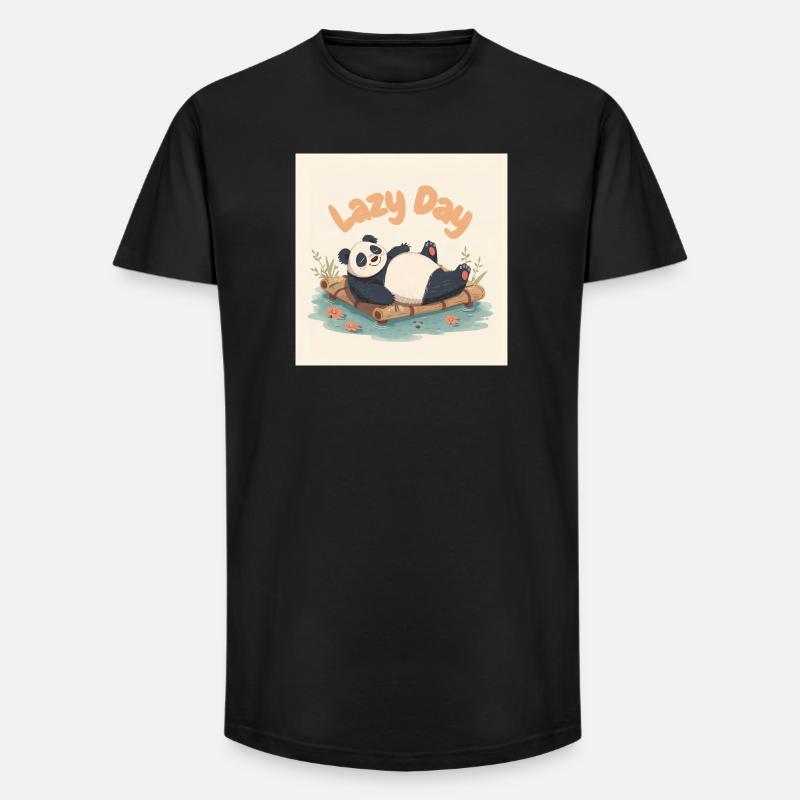 Panda napping on raft - Long Fit Men's T-Shirt - black