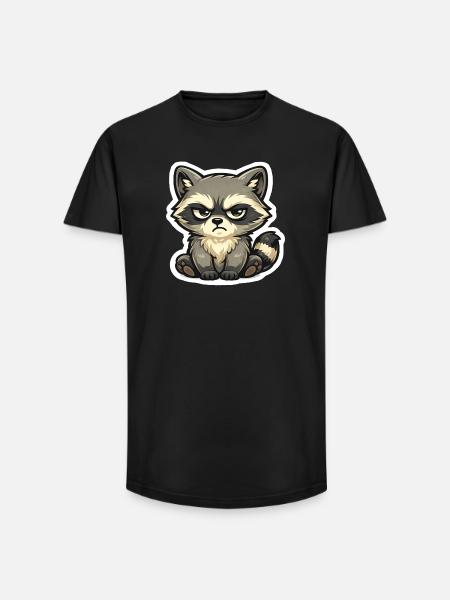 Bad Mood Raccoon – Hands off - Long Fit Men's T-Shirt - black