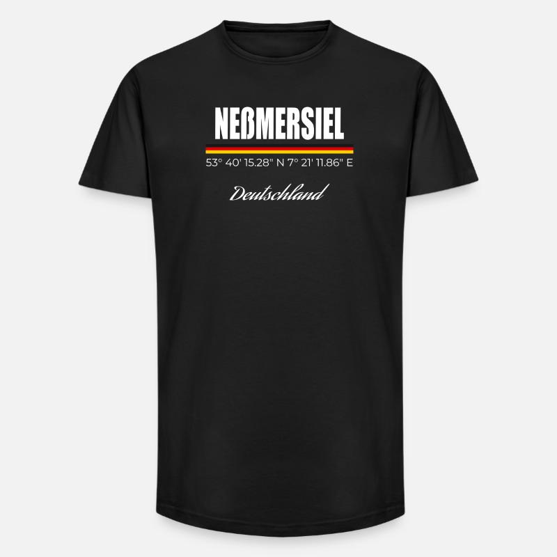 Neßmersiel - Long Fit Männer T-Shirt - Schwarz