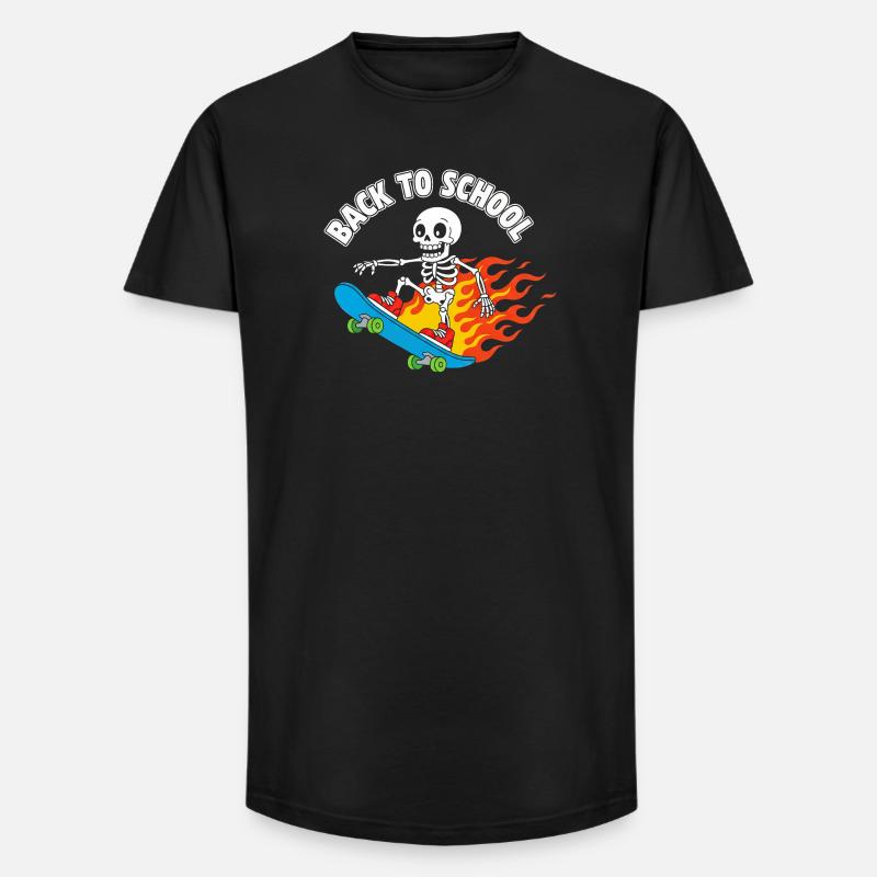 Back to School Skeleton Skate - Long Fit Männer T-Shirt - Schwarz