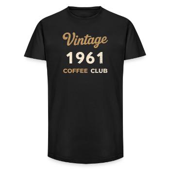Vintage 1961 – Coffee Club Retro Geburtsjahr - Long Fit Männer T-Shirt - Schwarz - Vorne - AI Model Male 185 light (185cm)