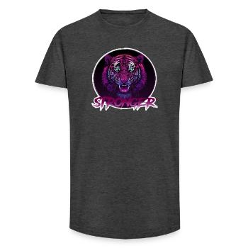Wilder Neon-Tiger - Stronger  - Long Fit Männer T-Shirt - Anthrazit - Vorne - AI Model Male 185 light (185cm)