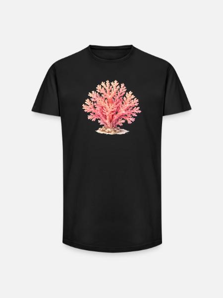 Pink Coral Illustration - Long Fit Men's T-Shirt - black