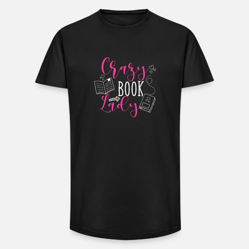 Verrückte Buchdame - Long Fit Männer T-Shirt - Schwarz
