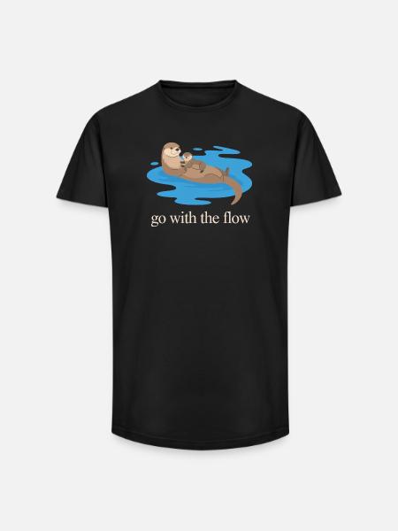 Otter Duo Go With The Flow - Long Fit Men's T-Shirt - black