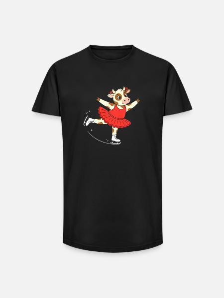 Vache en robe de ballet - T-shirt coupe longue homme - noir