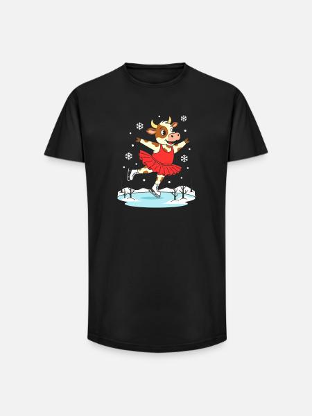 Cow in figure skating in winter - Long Fit Men's T-Shirt - black