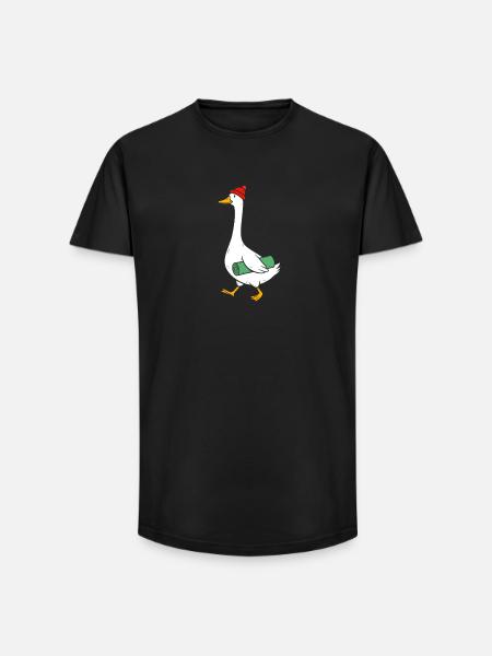 Gans mit Strickmütze und Yogamatte - Long Fit Männer T-Shirt - Schwarz