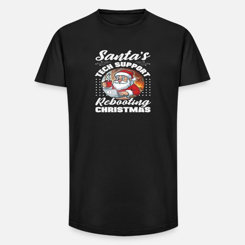 Weihnachtsmann Tech Support Weihnachten IT - Long Fit Männer T-Shirt - Schwarz