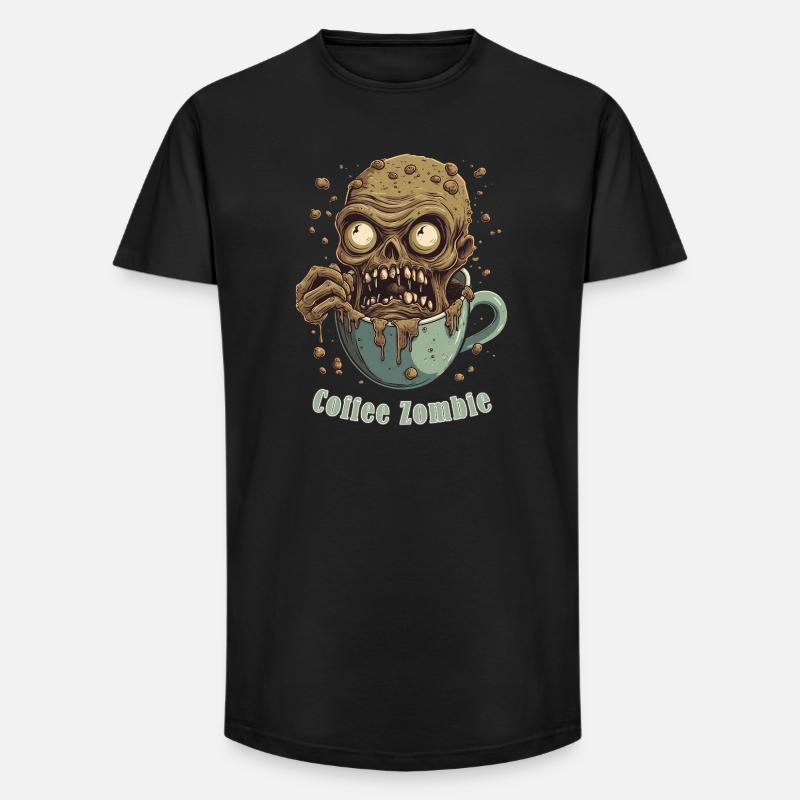 Kaffeemonster - Koffein Zombie - Morgenmuffel - Long Fit Männer T-Shirt - Schwarz