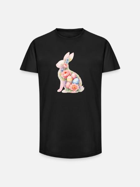 Hase Ostern Aquarell - Long Fit Männer T-Shirt - Schwarz