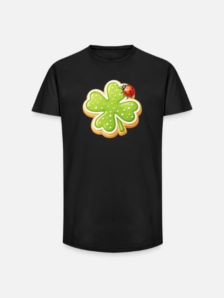 Shamrock Biscuit with Ladybug - Long Fit Men's T-Shirt - black