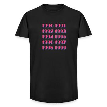 90er Retro Vintage Style Nostalgie - Long Fit Männer T-Shirt - Schwarz - Vorne - AI Model Male 185 light (185cm)