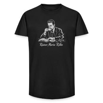 Rilke Cafe Poet Portrait - Long Fit Men's T-Shirt - black - Front - AI Model Male 185 light (185cm)