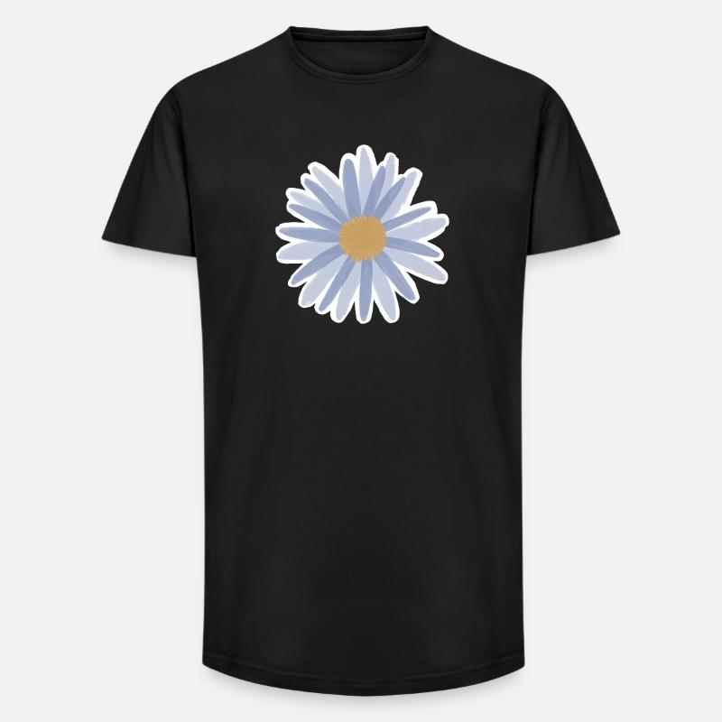 Blue Daisy Bloom Tee - Long Fit Men's T-Shirt - black
