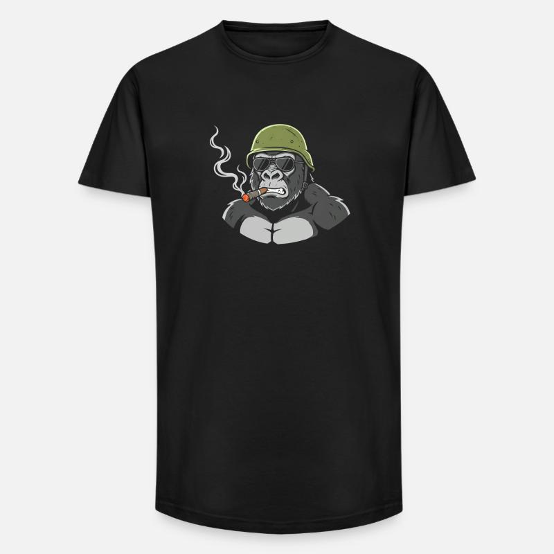 Gorilla Commando mit Zigarre - Long Fit Männer T-Shirt - Schwarz