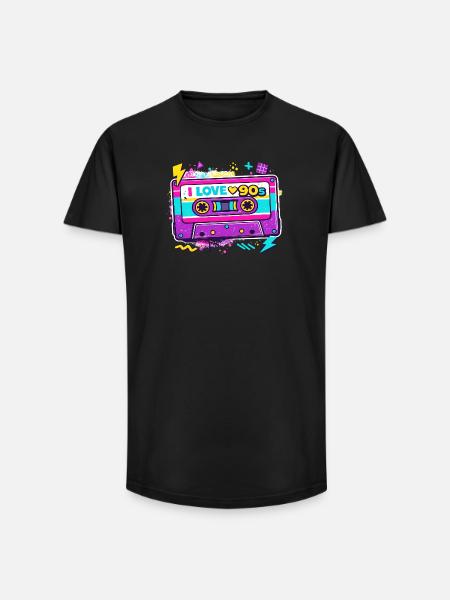 I Love 90s Cassette Graphic - Long Fit Men's T-Shirt - black