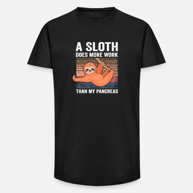 Faultier-Meme: Mehr Arbeit als Bauchspeicheldrüse - Long Fit Männer T-Shirt - Schwarz