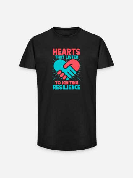 Volontari Apprezzamento Hearts che Ascoltano - T-shirt uomo a vestibilità lunga - nero