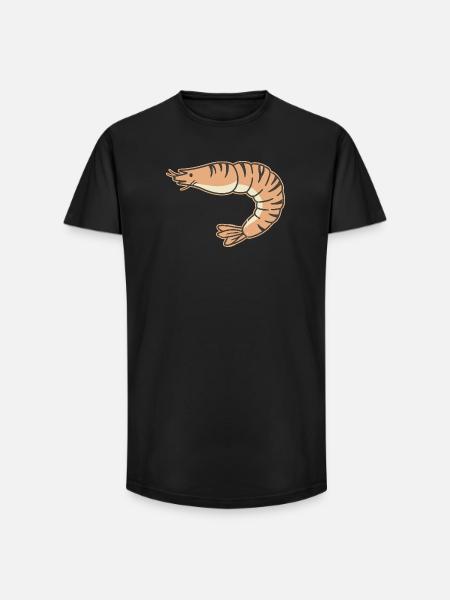 Pastel shrimp cartoon stripe tiger - Long Fit Men's T-Shirt - black