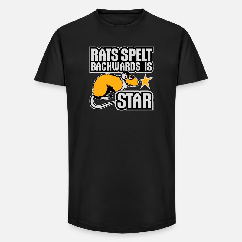 Rats scritto al contrario è Star Lustiger Ratte Spruch - T-shirt uomo a vestibilità lunga - nero